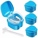 HENGBIRD 4PCS Gebissdose, Prothesendose, Zahnschiene Box, Zahnprothesen Box, Zahnspangenbox, Zahnspangendose, Zahnprothesen BüRste, Zahnprothesendose BehäLter für Falsche ZäHne Lagerung Reinigung