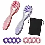 NICEIN 2 Stück Hand-und Fingermassagegerät, Double Roller Handmassagegerät, Finger Massageringe, Mini Handmassagegeräte, Finger Massage Massageroller (Lila+Rosa)