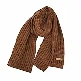 ikasus Schal Herren Strickschal Damen Warm Herbst Winter Schal - Warme Herrenschal Einfarbig Schwarz Strick Schal - Unisex Modern Elegant Warmer Langer Knit Winterschal Braun