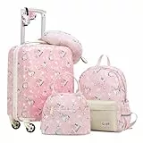 COOLIFE 5tlg Kinderkoffer mit Rucksack, Kindertrolley aus Kunststoff, Kindergepäck, Kinder Kofferset Handgepäck Reisegepäck Hartschalenkoffer für Jungen und Mädchen (Zebra, Koffer-Set 5-TLG)