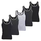 MT Herren Melange Tank-Top (5er Pack) Baumwoll Feinripp Unterhemden ärmellos - Mix mit Schwarz & Grau 5 (M)