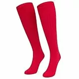 CityComfort Kniestrümpfe Damen und Herren Unisex Lange Socken Teenager Mädchen und Jungen (Rot, 37-40)