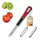 Westmark Schäl-Set, 3-tlg.: 1 Tomaten-/Kiwischäler + 1 Julienne-Klinge + 1 Standard-Klinge, 1 Schäler - 3 Klingen, Tomfix Gallant, Rostfreier Edelstahl/Kunststoff, Schwarz/Rot, 294622E6