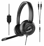 Speedlink METIS Stereo-Headset – leichtes Headset kabelgebunden mit Mikrofon und Kabelfernbedienung, Büro und Home-Office, 3,5 mm-Klinkenanschluss inkl. Y-Adapter, Aufbewahrungstasche, schwarz