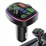 FM-Transmitter, FM-Transmitter fürs Auto, AUX-Adapter, kabellos, AUX, FM-Transmitter mit Dual-USB-Anschluss, multifunktionaler Musik-Adapter mit PD-Auto-Ladequelle,