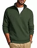 PJ PAUL JONES Pullover Herren Arbeitspullover Strickpullover mit Reissverschluss und Stehkragen Olivgrün M