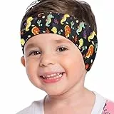 MoKo Schwimmen Stirnband, Neopren Schwimmband Ohrenband Wasserdichtes Kopfband Haarband mit Hohe Elastizität und Klettverschluss Ohrenschutz Band für Kinder Alter 1-2, S Größe, Schwarz Seepferdchen