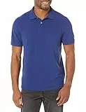 Amazon Essentials Herren Piqué-Poloshirt aus Baumwolle, Schmale Passform, Marineblau, L