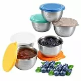lompyeu 6 Stück Salatdressing Behälter 70ml Edelstahl Dressing Behälter mit Deckel,Kleine Dosen Lebensmittelbehälter,Auslaufsicheren Mini Bento Box