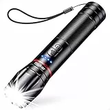 Blukar LED Taschenlampe Aufladbar, Superhell Zoombar Kompakt Taschenlampen mit 10 Lichtmodi & 2 Farbtemperatur, Lange Akkulaufzeit, Wasserdicht Handlampe Flashlight für Wandern,Camping,Outdoor,Notfäll