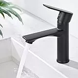 HOMELODY Wasserhahn Bad Schwarz - Bleifreie Sicherheit Mischbatterie für Warm und Kaltwasser - Energiesparend Waschtischarmatur Einhebelmischer Armatur Badezimmer