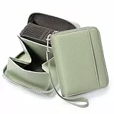 SENDEFN Geldbeutel Damen Leder RFID-Schutz Kreditkartenetui, Portemonnaie mit Reißverschluss, Orgel-Stil Geldbörse Damen, Visitenkartenetui mit vielen Fächern