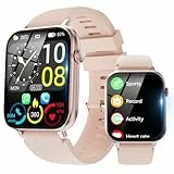 Smartwatch Herren Damen, 1,85' HD Touchscreen Smart Watch mit Telefonfunktion, 100+ Sportmodi Sportuhr, IP68 Wasserdicht Fitnessuhr, mit Schrittzähler/Herzfrequenzmonitor/Schlafmonitor, Roségold