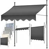 KESSER® Klemmmarkise mit Handkurbel Balkon | Balkonmarkise ohne Bohren | Markise UV-beständig höhenverstellbar & wasserabweisend | Sonnenschutz für Balkon Terrasse & Garten, Terrassenüberdachung 350cm