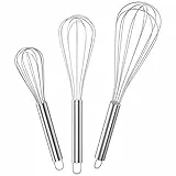 Gvolatee Schneebesen Set Edelstahl,Rührbesen 3 Stück Enthält 21cm, 26cm, 29cm für Mischen, Rühren Von Teig, Eiern, Aufschäumen, Schlagen, Hohe Qualität Whisk für Esszimmer,Wohnküche, Silber