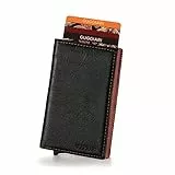 GUGGIARI® Kreditkartenetui - Kartenetui mit Münzfach/Kartenhalter mit Magnetverschluss - Aluminium RFID-Kartenhalter -Mini Geldbörse Herren - Dünnes Portemonnaie für Männer - Black&Orange