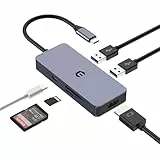 USB C HUB mit 4K HDMI, 6 in 1 USB C Multiport Adapter, 2 USB 3.0, 100W PD, SD/TF Kartenleser kompatibel mit Laptop, PC, Tastatur, Windows, Mac OS, Linux System