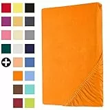 Heim24h Topper Spannbettlaken Spannbetttuch Jersey Bettlaken für Boxspringbett, Orange - 140x200x15 cm