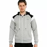 Ywenaisy Sweatjacke Herren mit Kapuze Zip Hoodie Herren Kapuzenjacke Herren Leicht Kapuzenpullover Hoodie Herren mit Reißverschlus Farbblock Pullover Hoodie Fleecejacke Herren(09#Grau,XL)