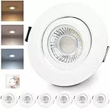 LED Einbaustrahler 230V Dimmbar Weiß LED Spots 6W IP44 Bad Einbauleuchten Schwenkbar Deckenspots,Warmweiß Neutralweiß Kaltweiß deckenleuchte für Badezimmer Küche Wohnzimmer,6er Set