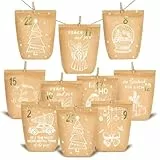 KOHMUI Adventskalender zum Befüllen, 24 Weihnachtskalender Papiertüten zum Selber Basteln, DIY Geschenktüten zum selbst füllen, Kraftpapiertüten Advents Tüten Selbstbefüllen für Kinder & Erwachsene