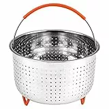 Ritte Dämpfkorb Edelstah, Edelstahl Dampfgarer Dampfeinsatz, Instant Topf Zubehör, Steamer Stand Dämpfgitter, mit Silikonbeschichtetem Griff für Gemüse Früchte Eier (3 L)
