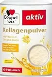 Doppelherz Kollagenpulver mit Vitamin C, Zink und Biotin, 5000 mg Kollagenhydrolysat je 7,5 g Pulver, 40 Portionen, Zitronen Geschmack, 300 g