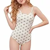 CutiePlusU Baumwolle Knopf Schritt Erwachsene Onesie Bodysuit Pyjamas Strampler - Kaffee Bär Elfenbein M