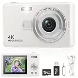 Digitalkamera Fotokamera mit 64GB Karte, 1080P FHD 40MP Kinder Kamera 2.4' LCD, Wiederaufladbare Kamera fotokamera mit 8X Digitalzoom digicam für Erwachsene, Kinder, Jungen, Mädchen (Weiß)