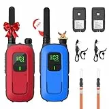 Radioddity PR-T3 Walkie Talkie für Kinder 16 Kanäle PMR446 Funkgerät für 3-12 Jahre Kinder VOX mit Taschenlampe 4KM Reichweite für Abenteuer, Outdoor, Camping, 2 Stücke(Rot & Blau)