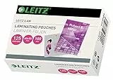 Leitz Heißlaminierfolien 125 mic 60 x 90 mm, Laminieren von Visitenkarten, Hochwertige Laminierfolien im 100er Pack, Glänzend, Transparent, 73690002