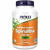 Now Foods Certified Organic Spirulina (Bio-Spirulina), 500mg, hochdosiert, 500 vegane Tabletten, Laborgeprüft, Sojafrei, Glutenfrei, Vegetarisch, Ohne Gentechnik