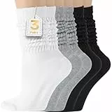 diputox Slouchy Socks Damen Slouch Kniehohe Stiefel lange Schlauchsocken 3 Paar, Multicolor03, Medium