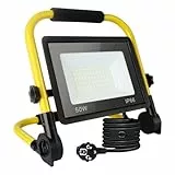 50W Led Baustrahler,5400LM Superhelle Arbeitsleuchte,Tragbares Baustrahler,6000K TageslichtWeiß,Ip66 Wasserdicht,Eu-Stecker Bauleuchten mit 3.5M Kabel und Schalter für Werkstatt,Garage,Garten