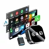 auvstar 2026 Upgraded, Mirror Link, 3 in 1 CarPlay & Android Auto Wireless Adapter für iOS 11+/Android 11+,USB/Type-C Carplay Adapter,Unterstützt Alle Fahrzeuge mit Kabel-CarPlay ab 2016 (Android1)