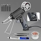 Automatische Lötpistole mit Lötzinnzufuhr – 60W Lötkolben Set mit LCD-Temperaturanzeige(180–500 °C),Automatischer Drahtzuführung Für Elektronikreparatur & PCB-Montage,Einhand-Schweißen
