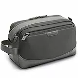 BAGSMART Kulturbeutel Herren Reise Kulturtasche Organizer aus Leder Dopp Kit Wasserfester Rasierbeutel für Kulturzubehör Grau