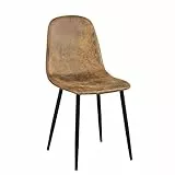 Homy Casa Esszimmerstühle, Küche, Wildleder, gepolsterte Sitzfläche aus Stoff, mit Metallfüßen, für Esszimmer, Braun, CHARLTON SUEDE BROWN 1PC
