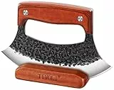 TIVOLI Professioneller Pizzamesser mit scharfer rostbeständiger Klinge aus Kohlenstoffstahl Pizza Axt aus hochwertigem Kohlenstoffstahl, Handgefertigte Pizzaschneider mit Lederscheide with Blace