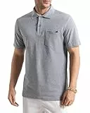 Poloshirt Herren Kurzarm Polo Shirt mit Brusttasche 100% Baumwolle Golf Polohemd Männer Grau M