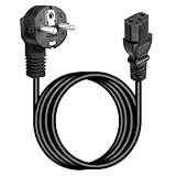10A 250V Kabel Netzkabel 2M Kaltgerätekabel, Netzteil Kabel 3 Polig Computer Netzstecker, AC stromkabel PC Monitor Power Cable Schwarz