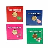 Dekohelden24 Glückscent -Eurocent Brief, mit verschiedenen Sprüchen als 4er Set (B/H) 5 x.5 cm
