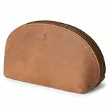 Berliner Bags Vintage Kosmetiktasche Zoe, Kleiner Kulturbeutel, Schminktasche aus Leder, Federmäppchen für Damen und Mädchen