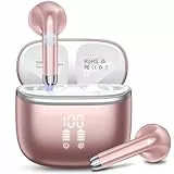 Bluetooth Kopfhörer, Kopfhörer Kabellos Bluetooth 5.4 In Ear Kopfhörer mit 4 ENC Noise Cancelling Mic, 40H Spielzeit mit LED, IP7 Wasserdicht in Ear Ohrhörer für Arbeit/Studium/Freizeit Rosé 2025