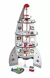 Hape Vierstufenrakete Spielset für Kleinkinder | Preisgekröntes Spielzeug-Raumschiff aus Holz mit wirklichkeitsnahem Design, 20-teiliges Raketen- und Raumfahrtzentrum, inklusive Raumfahrzeug