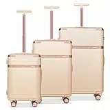 HOMELUX Kofferset 3 Teilig Hartschale Reisekoffer ABS Leicht Trolley Rollkoffer Hartschalenkoffer Set - M-L-XL,Champagnergold & Roségold