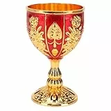 Cocoarm Goldkelch, Goldener Vintage Kelch mit Geprägter Blume - Mittelalterlicher Weinbecher für Party & Bankett (Goldrot)
