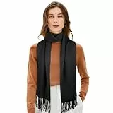 Figarge Schal Damen Herren Winterschal Kaschmir Gefühl Langer Schal mit Fransen Soft Demen Kaschmir Baumwolle Warm Herbst Winter Unifarben Deckenschal und Tücher
