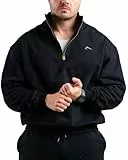 ATHLETIC AESTHETICS Essential Oversize Half Zip (Black) L Pullover Sweatshirt für Herren & Gym Fitness-Sweater Bodybuilding Sport & Fitness Hoodie