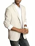 PJ PAUL JONES Herren Sakko Sportlich 2 Knopf Freizeit Leinen Blazer Business Anzugjacke (Khaki, 3XL)